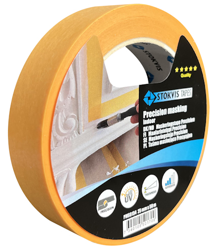 MASKERINGSTEJP, PRECISION, GUL 25 MM X 50 M
