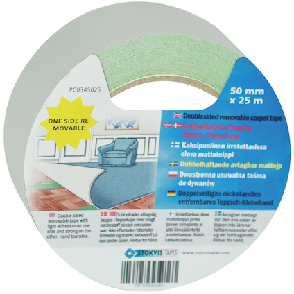 DUBBELHÄFTANDE TEJP, HÖG/LÅG 50 MM X 25 M