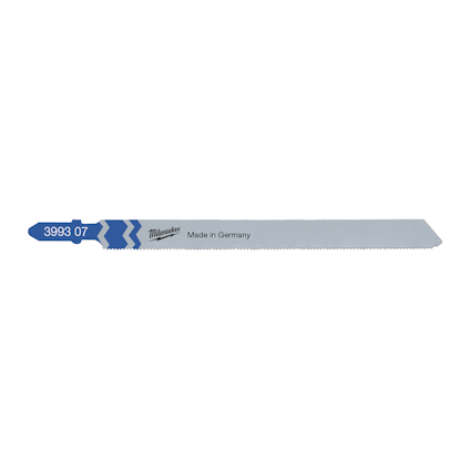 Sticksågblad med märkningen "Made in Germany" och ett blått fäste med siffrorna "3993 07".