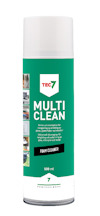 Vit sprayburk med grön etikett. Texten "TEC7, MULTI CLEAN, FOAM CLEANER, 500 ml" syns.