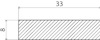 Rektangulärt objekt med måtten 33 enheter i bredd och 8 enheter i höjd. Streckad skuggning inuti.