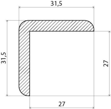 Svart kvadratisk ikon med avfasad övre vänstra hörn på vit bakgrund.