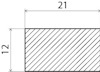 Rektangel med diagonala linjer, mått 21 x 12.