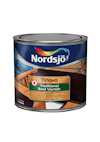 Burk med Nordsjö Tinova Traditional Boat Varnish, blå etikett med träbåt och färgglad logotyp.