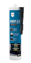 Patron med text "ROOF 2.0" och ett munstycke vid sidan. Innehåller produktinformation och bilder på olika ytor.