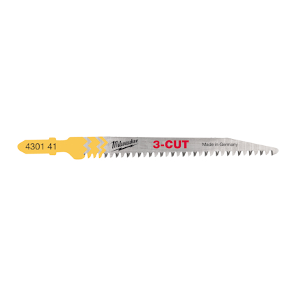 Sticksågblad med texten "Milwaukee 3-CUT Made in Germany" och numret "4301 41".