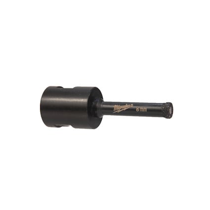 Svart diamantborr med texten "8 mm" på sidan av skaftet.