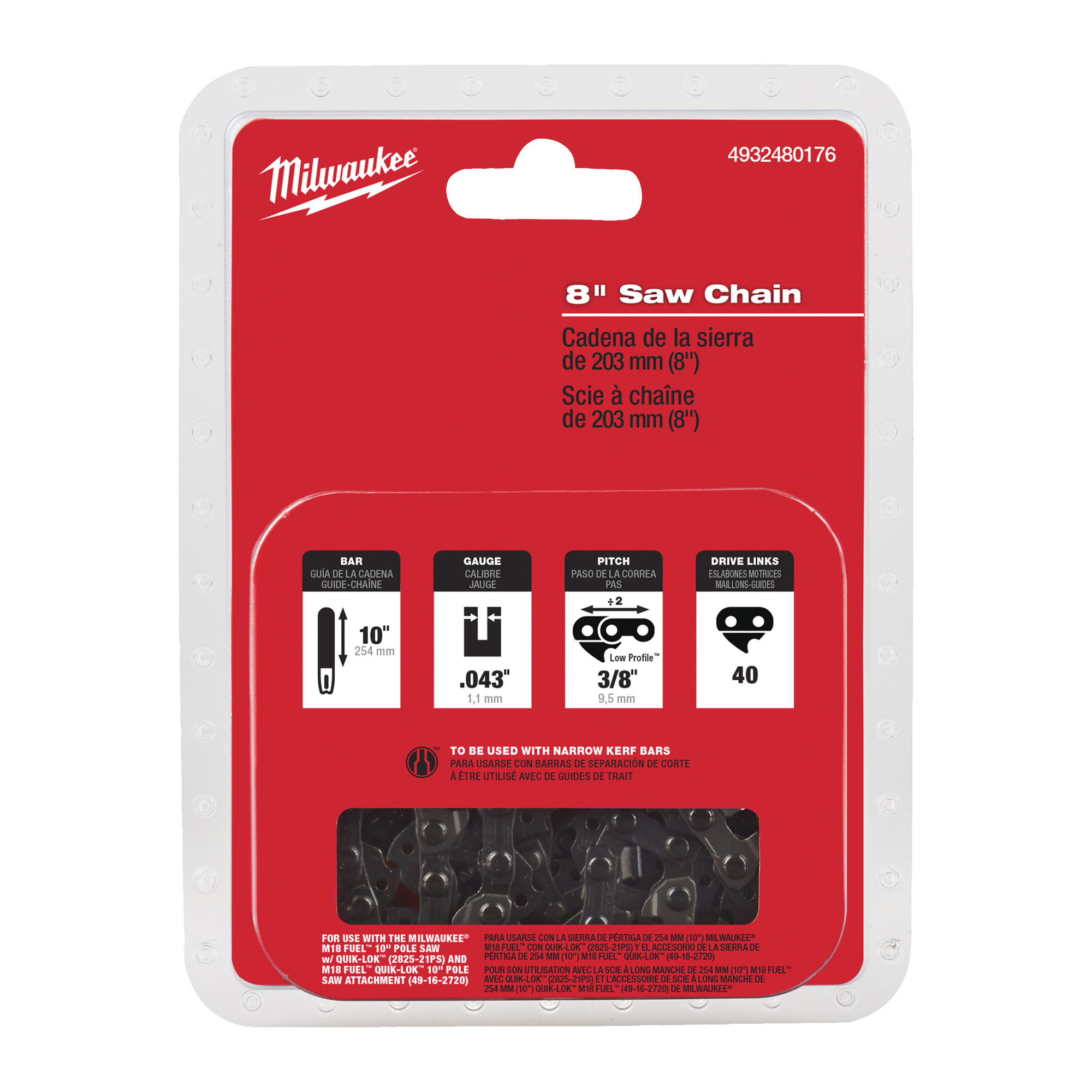 SÅGKEDJA TILL M18 FHS20 3/8X203X1,1MM - Milwaukee