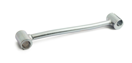 Metalliskt verktyg med två cylindriska ändar.