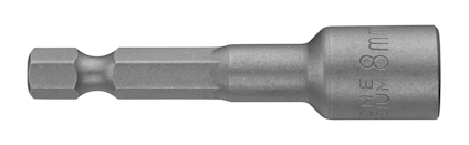 Metallisk magnethylsa med sexkantigt fäste och ingraverad text på sidan.