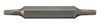 Grå, dubbeländad bits med fyrkantig profil, placerad horisontellt.