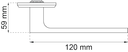 Diagram av ett handtag med måtten 59 mm i höjd och 120 mm i längd.