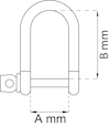 Illustration av en U-bult med måtten A mm i bredd och B mm i höjd.