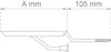 Ritning av en avloppsdel med dimensioner, A mm och 105 mm markerade.