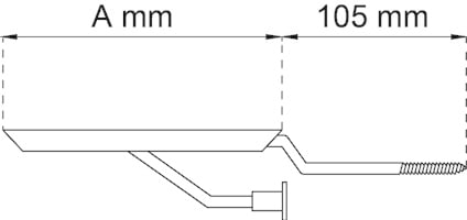 Ritning av en avloppsdel med dimensioner, A mm och 105 mm markerade.