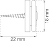 Diagram av ett skruvfäste med mått: 22 mm i längd och 18 mm i höjd.