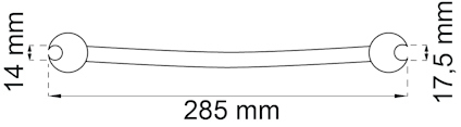 Ritning av ett handtag med mått: Längd 285 mm, diameter ändar 17,5 mm och skaft 14 mm.
