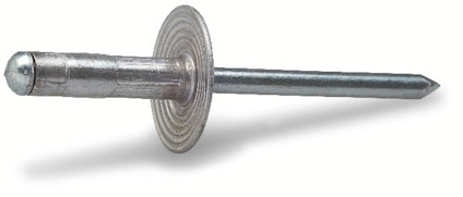 Blindnit i metall med spikformad kropp och cirkulärt huvud mot vit bakgrund.