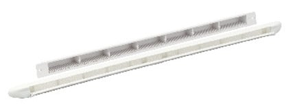 Vit spaltventil med horisontella luftränder och en långsmal design.