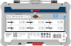 Förvaringslåda för Bosch PRO Router Bit Set, 6 delar, inklusive diagram och informationsetiketter.